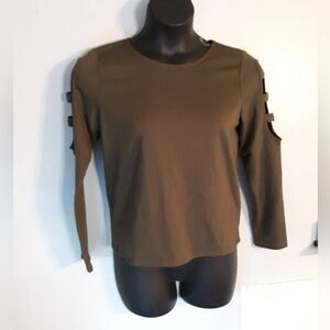 Derek Heart olive green open shoulder sweater